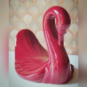 Elegant Burgundy Swan Figurine